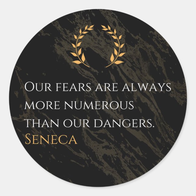 Seneca's Insight: Fears Compared to Real Dangers Classic Round Sticker (Front)