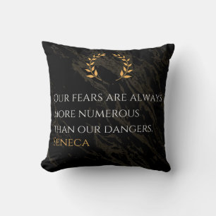 Seneca's Insight: Fears Compared to Real Dangers Cushion