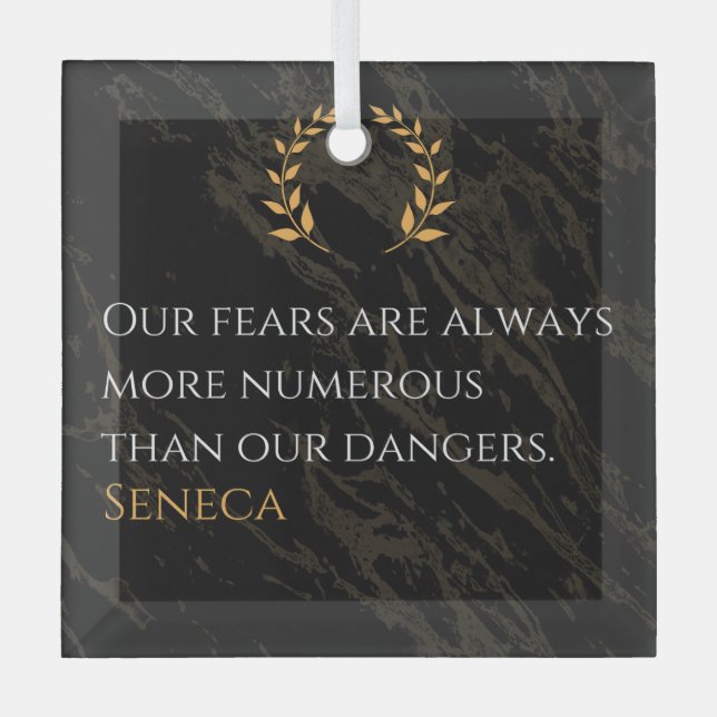 Seneca's Insight: Fears Compared to Real Dangers Glass Tree Decoration (Front)