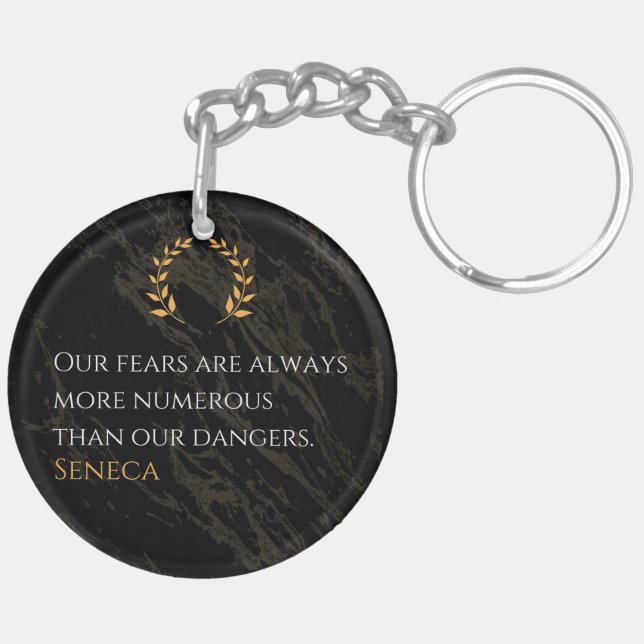Seneca's Insight: Fears Compared to Real Dangers Key Ring (Back Right)
