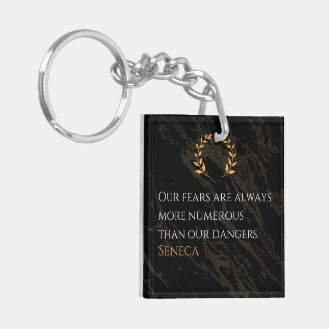 Seneca's Insight: Fears Compared to Real Dangers Key Ring (Front Left)