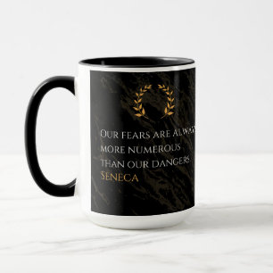 Seneca's Insight: Fears Compared to Real Dangers Mug