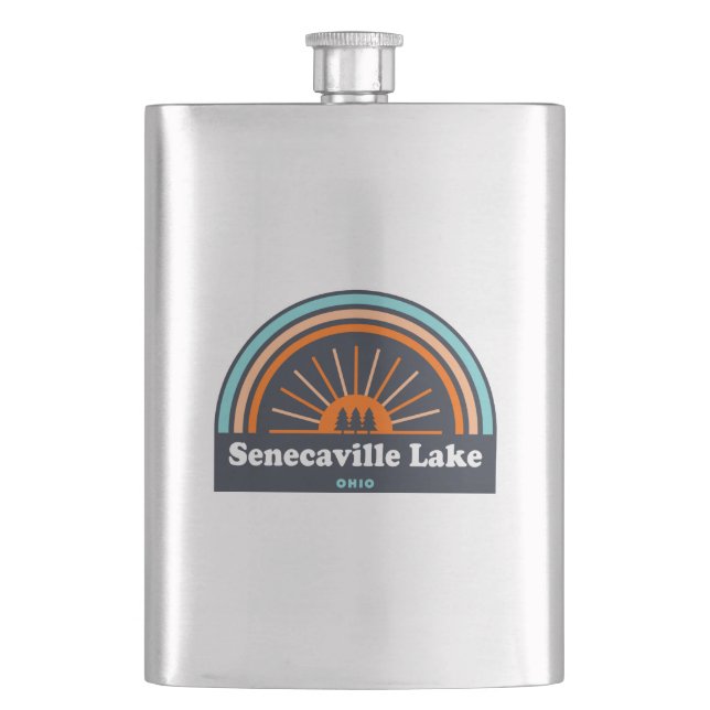 Senecaville Lake Ohio Rainbow Hip Flask (Front)