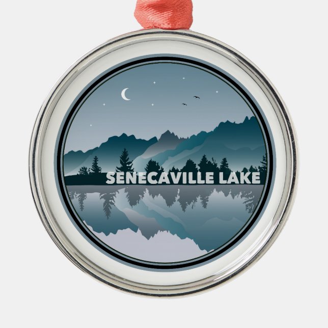 Senecaville Lake Ohio Reflection Metal Tree Decoration (Front)