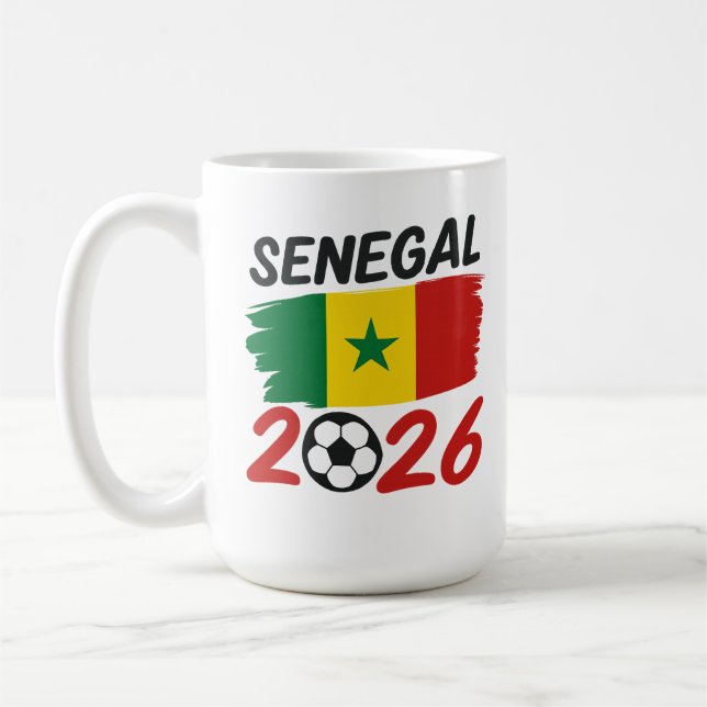 Senegal 2026 Soccer Fan Design with Star Football Coffee Mug (Left)