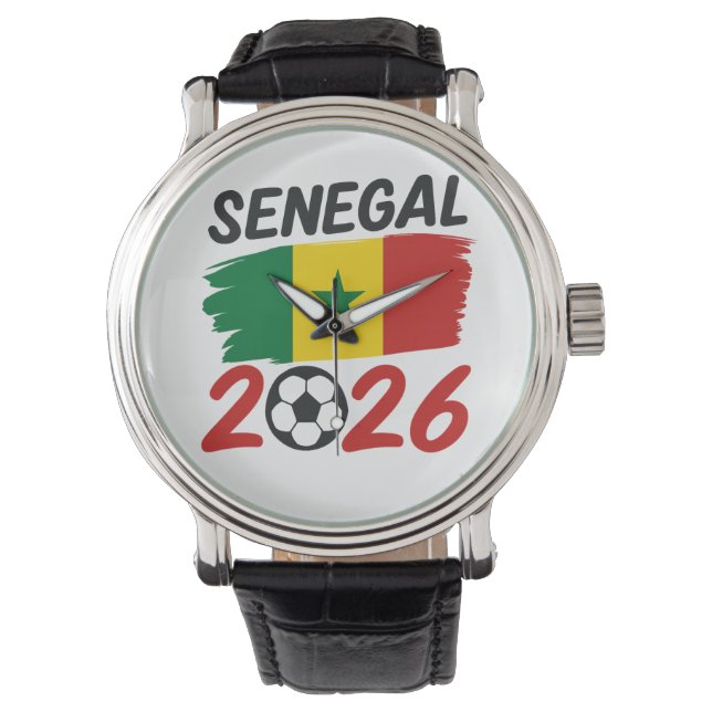 Senegal 2026 Soccer Fan Design with Star Football Watch (Front)