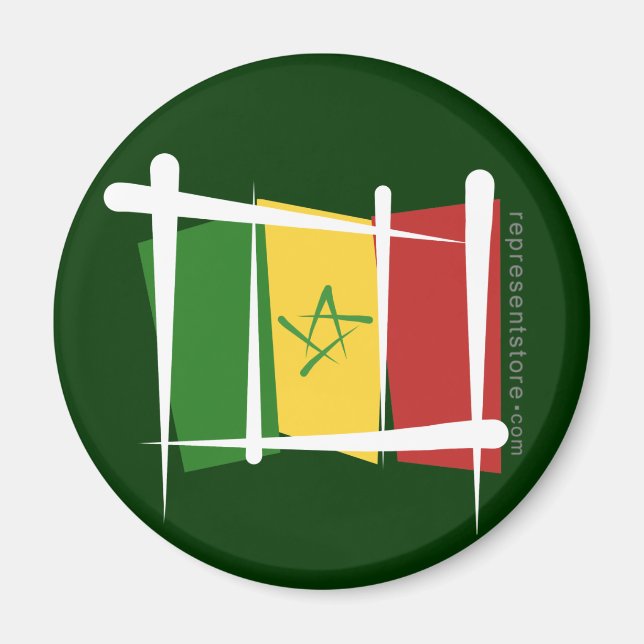 Senegal Brush Flag Magnet (Front)