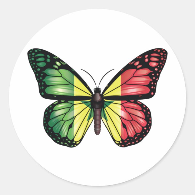 Senegal butterfly monarch flag classic round sticker (Front)