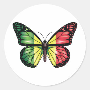 Senegal butterfly monarch flag classic round sticker