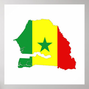 senegal country flag map shape silhouette poster