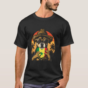 Senegal Dog Senegalese Flag Sunset Senegalese Prid T-Shirt