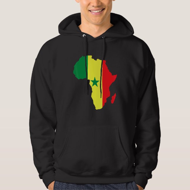 Senegal Flag Africa Continent Silhouette For Seneg Hoodie (Front)