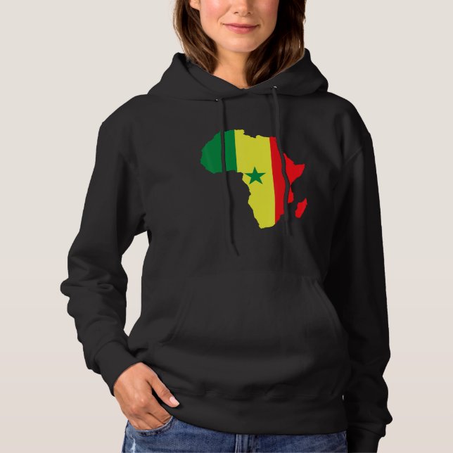 Senegal Flag Africa Continent Silhouette For Seneg Hoodie (Front)