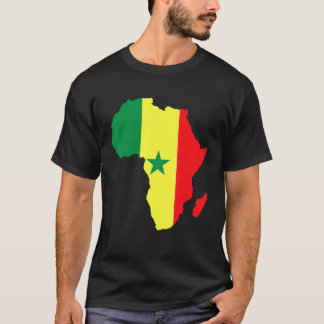 Senegal Flag Africa Continent Silhouette For Seneg T-Shirt