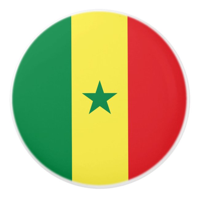 Senegal Flag Ceramic Knob (Front)