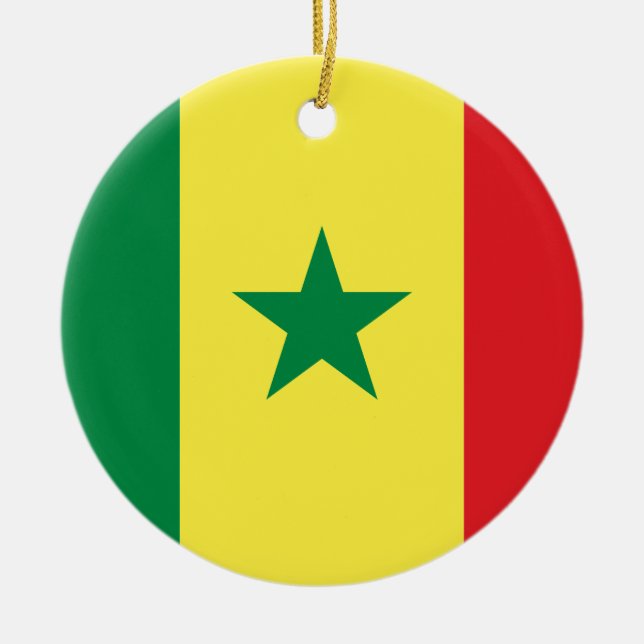 Senegal Flag Ceramic Tree Decoration (Front)