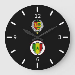 Senegal flag-coat arms large clock