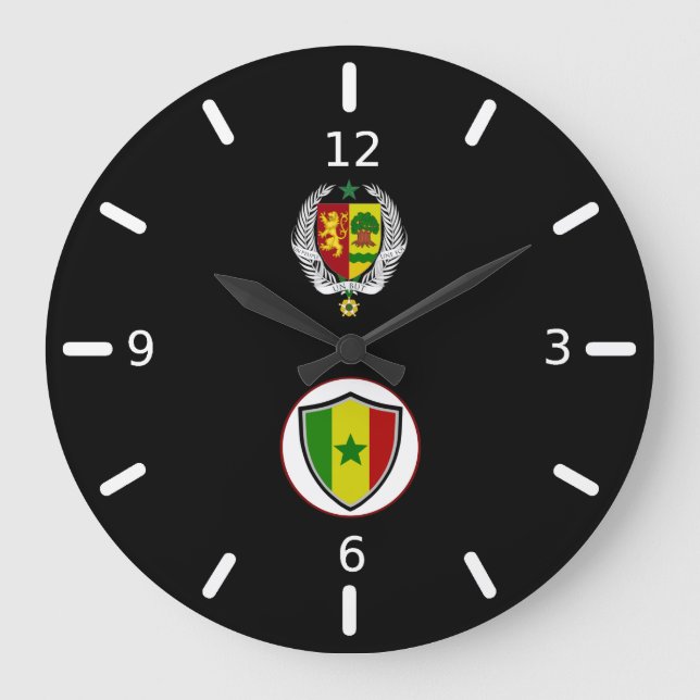 Senegal flag-coat arms large clock (Front)