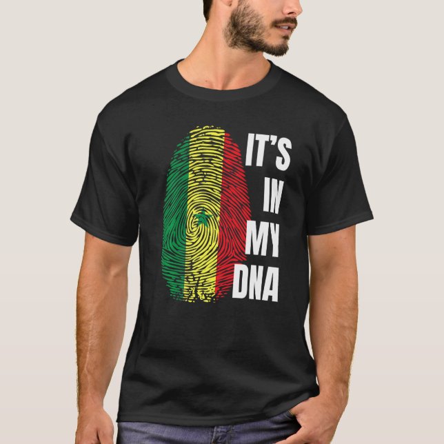 Senegal Flag Dna Fingerprint Black History Month T-Shirt (Front)