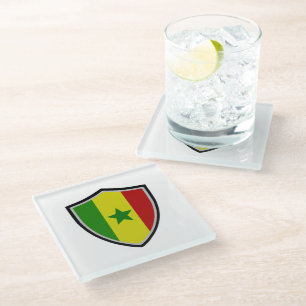 Senegal flag glass coaster