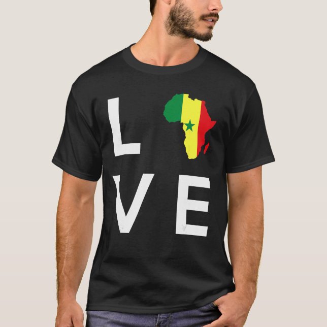 Senegal Flag Love Africa Continent Silhouette for  T-Shirt (Front)