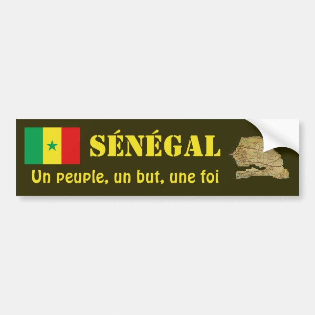 Senegal Flag + Map Bumper Sticker (Front)