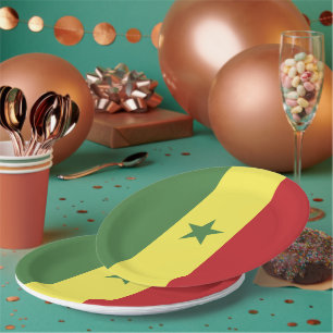 Senegal flag paper plate