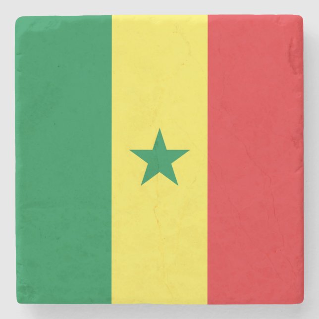 Senegal Flag Stone Coaster (Front)