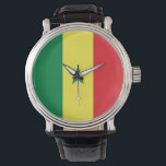 Senegal Flag Watch<br><div class="desc">The Senegalese flag is a vertical triband with in the centre an enblem. The used colours in the flag are red,  green,  yellow. The proportion of the Senegalese flag is 2:3. The Flag of Senegal was adopted in 1960.</div>