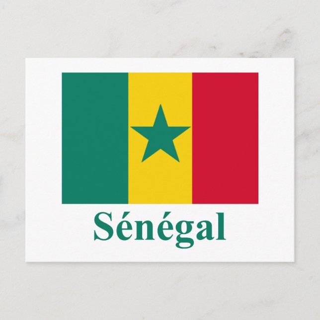 Senegal Flag with Name in French Postcard (Front)