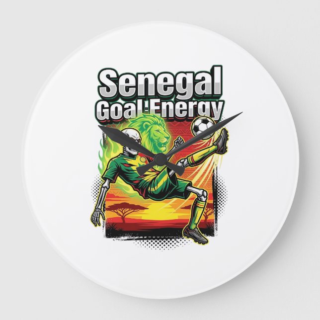 Senegal Goal Energy Skeleton Striker Nations Creat Large Clock (Front)