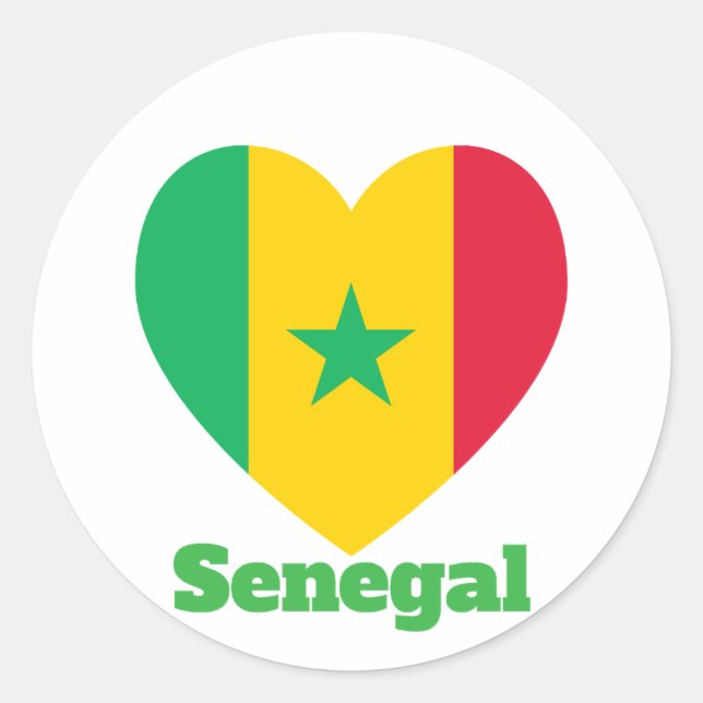 Senegal Heart Flag Classic Round Sticker (Front)