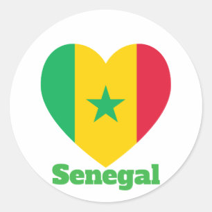 Senegal Heart Flag Classic Round Sticker