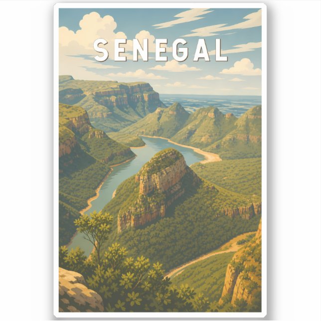 Senegal Illustration Travel Art Vintage (Front)