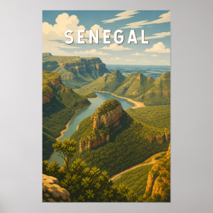 Senegal Illustration Travel Art Vintage Poster