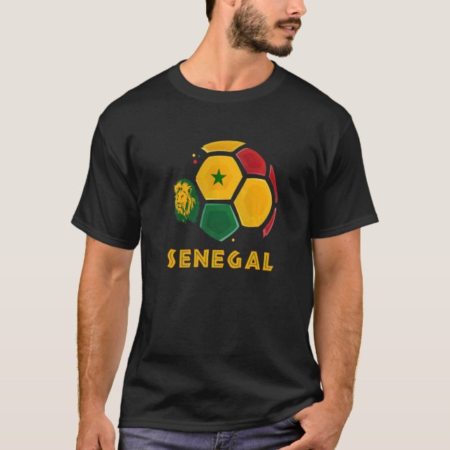 Senegal Lions Senegal Flag Football Soccer Fans   T-Shirt (Front)