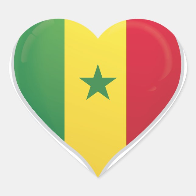 Senegal love flag pride heart sticker (Front)