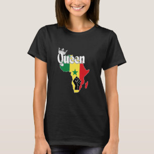 Senegal Queen With Senegalese Flag In Africa Map F T-Shirt