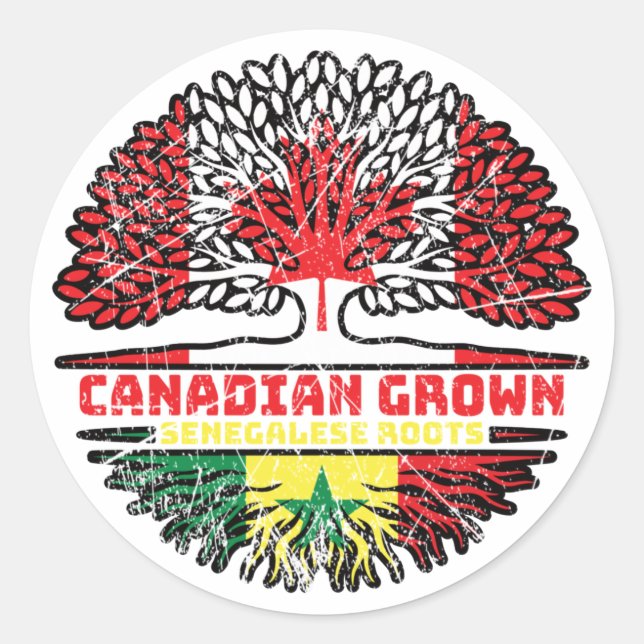 Senegal Senegalese Canadian Canada Tree Roots Flag Classic Round Sticker (Front)