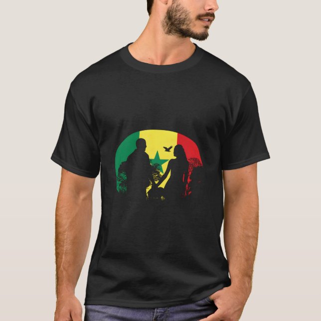 Senegal Senegalese West Africa Proud Love Flag T-Shirt (Front)