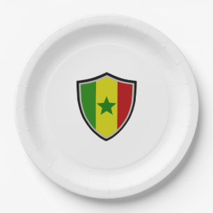 Senegal shield flag paper plate