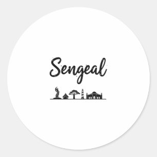 Senegal Skyline Travel Vacation Outfits  Classic Round Sticker