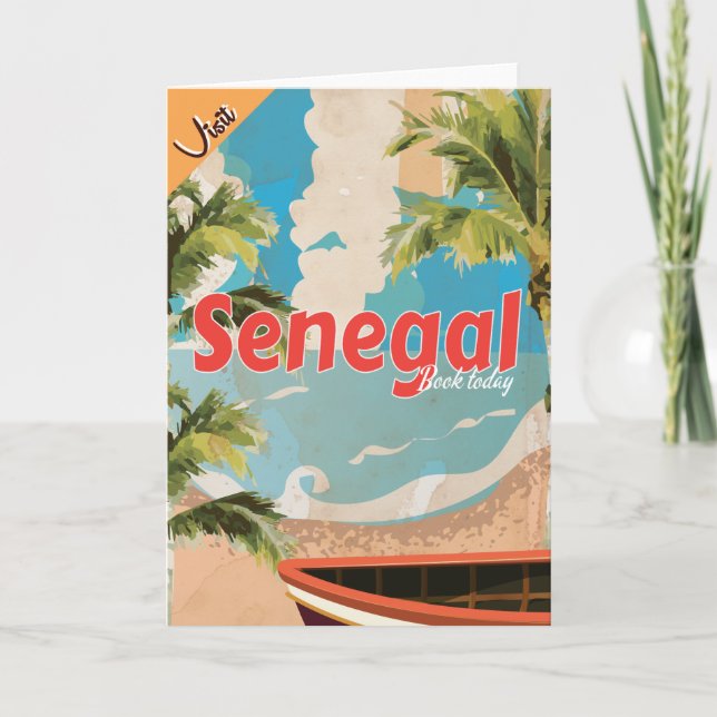 Senegal vacation Vintage Travel Poster. Holiday Card (Front)