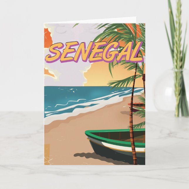 Senegal vintage beach poster holiday card (Front)