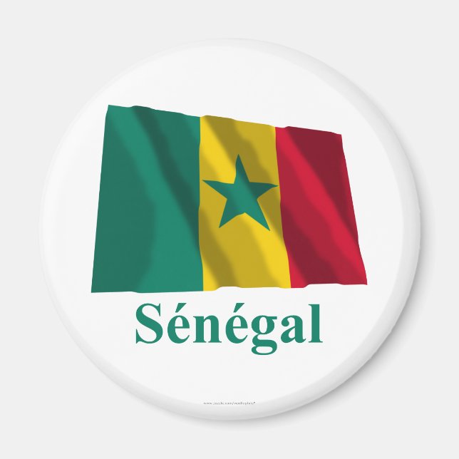 Senegal Waving Flag with Name in French Magnet (Front)