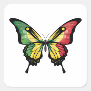 Senegalese Swallowtail Butterfly Flag Square Sticker