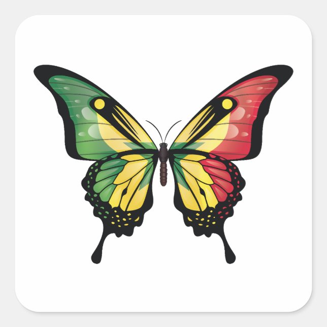 Senegalese Swallowtail Butterfly Flag Square Sticker (Front)