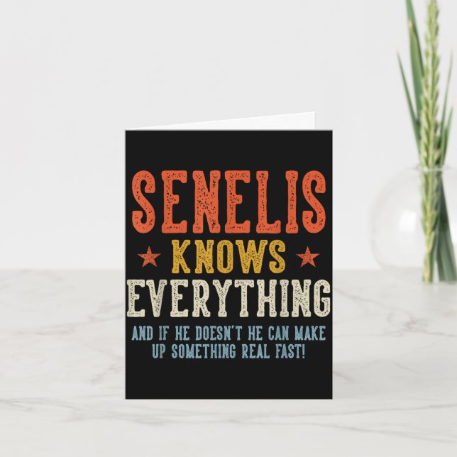 Senelis knows everything father's day retro card (Front)