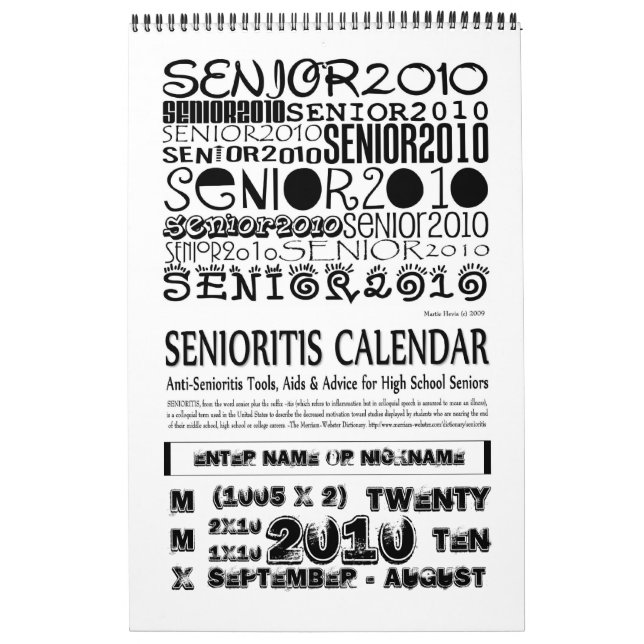 Senior 2010 Academic Calendar - Sept-Aug 2010 (Cover)