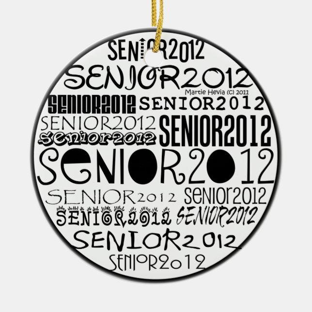 Senior 2012 (Black) Rearview Mirror Ornament (Front)